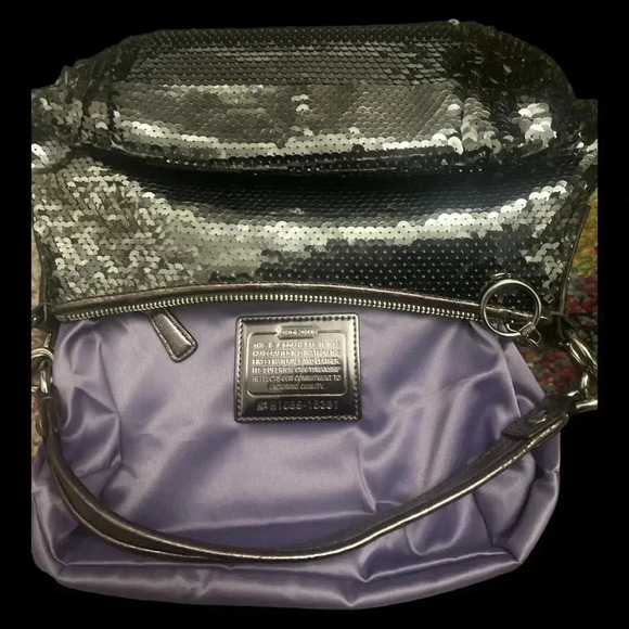 EUC Coach POPPY LTD EDITION Silver Sequin Satchel hardware GORGE 2 tags - Picture 7 of 12